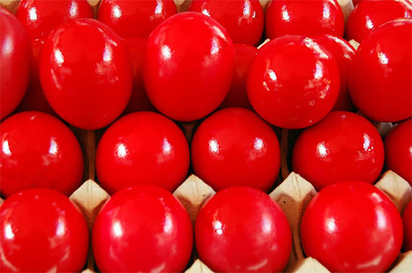 We dye eggs red. Just red.